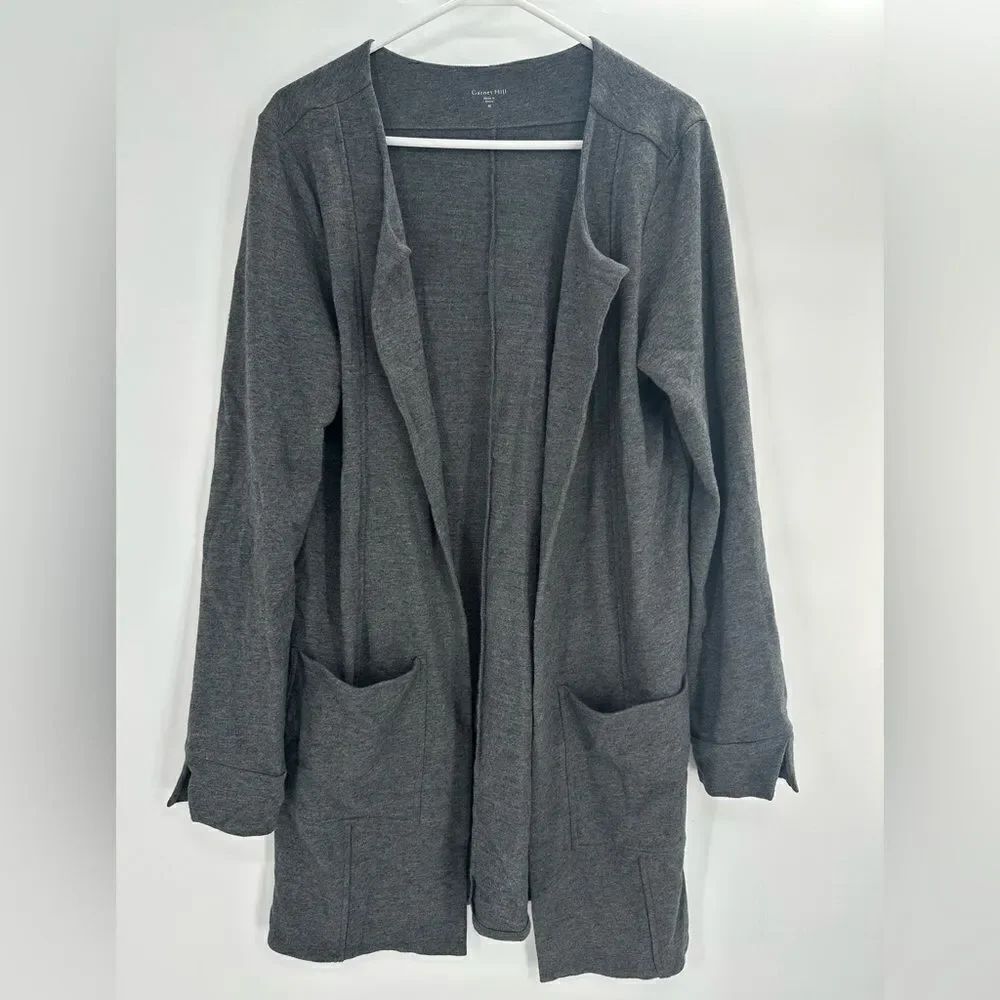 Garnet Hill Duster Cardigan Grey Open Front Draped Modal Soft Size Medium